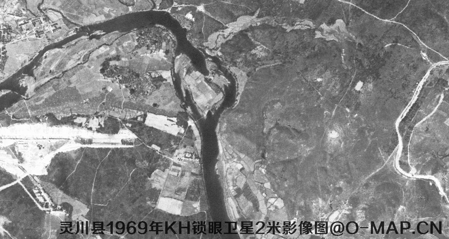 广西省灵川县1969年KH锁眼卫星2米影像图