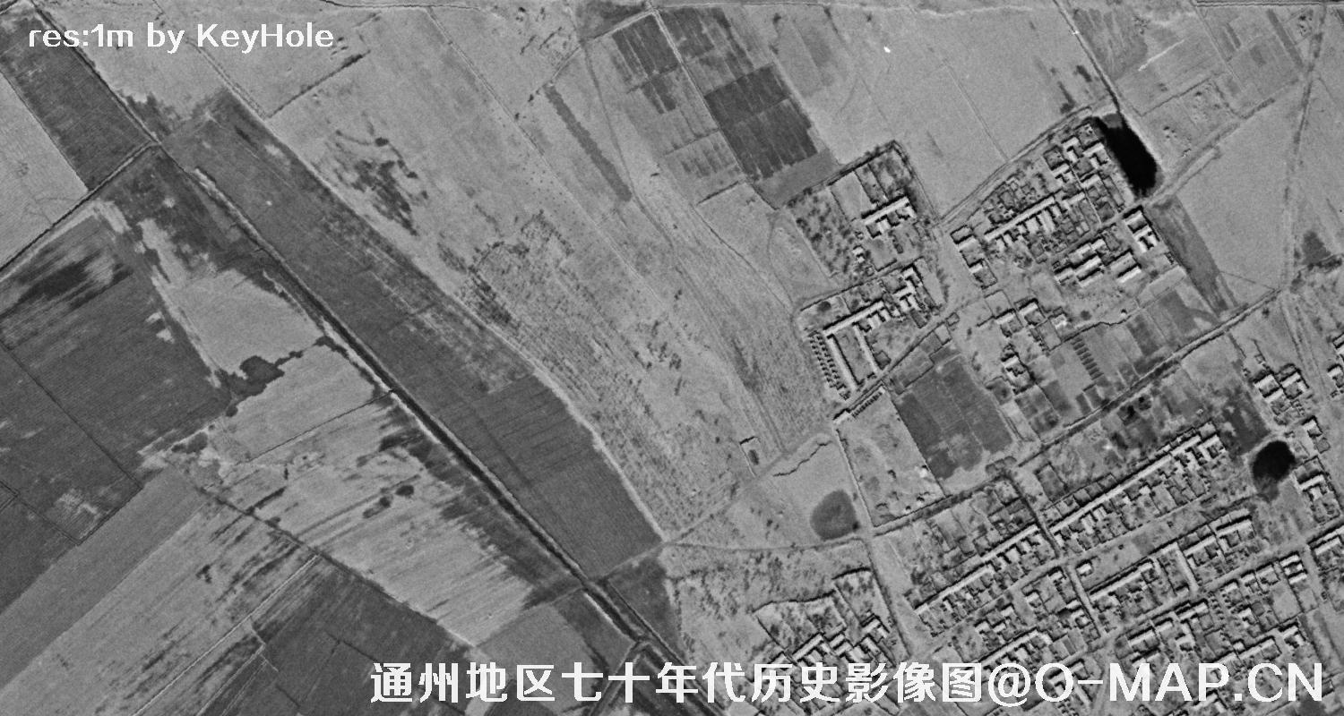 锁眼卫星七十年代拍摄的北京市通州区历史影像图