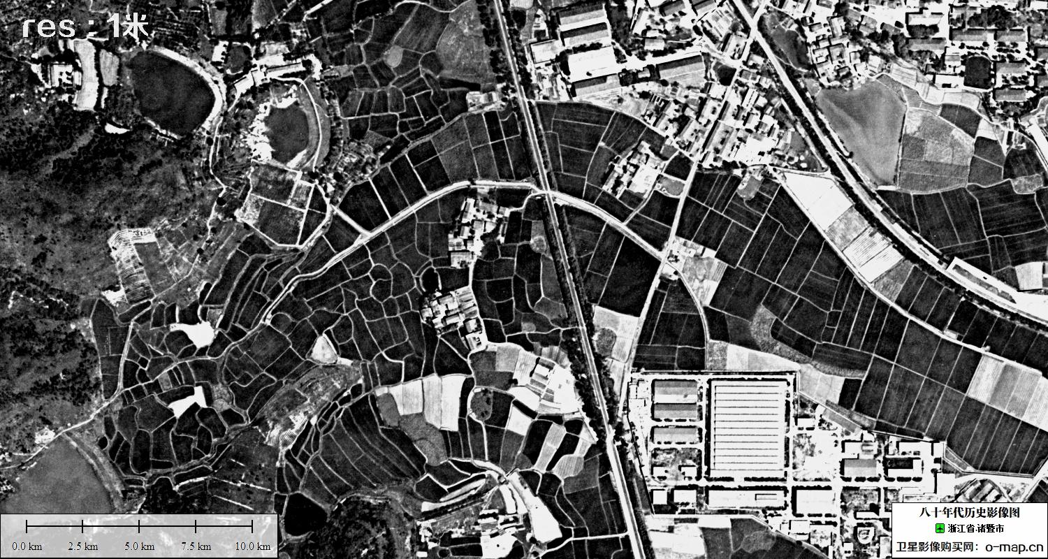 浙江省绍兴市诸暨市七十年代KH锁眼卫星影像图