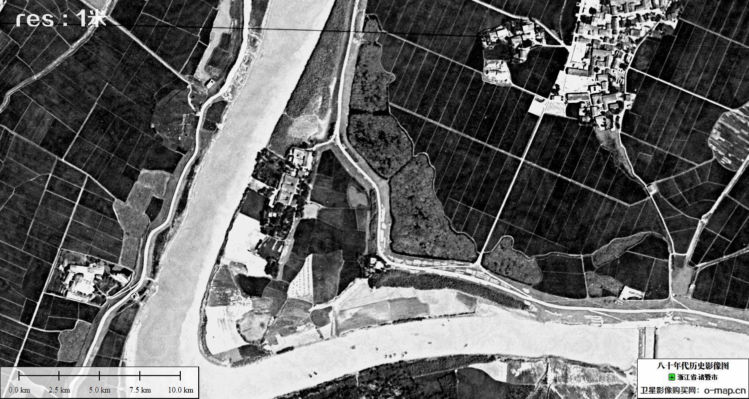 浙江省绍兴市诸暨市七十年代KH锁眼卫星影像图