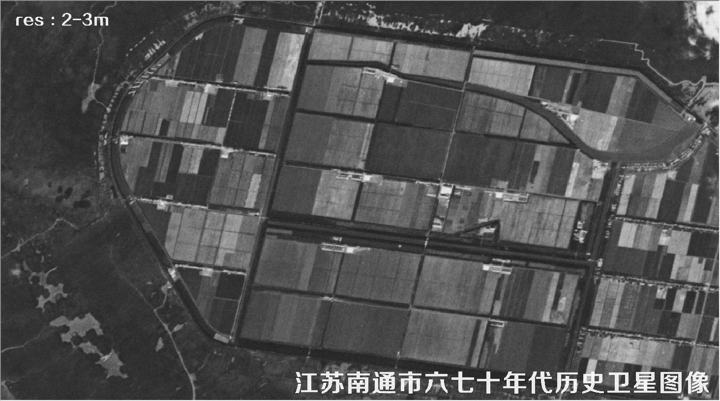 江苏省南通市某区域六七十年代锁眼卫星卫星历史图像