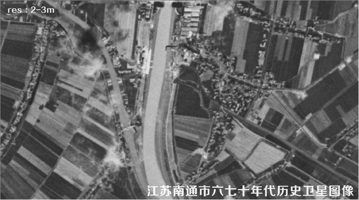 江苏省南通市某区域六七十年代锁眼卫星卫星历史图像