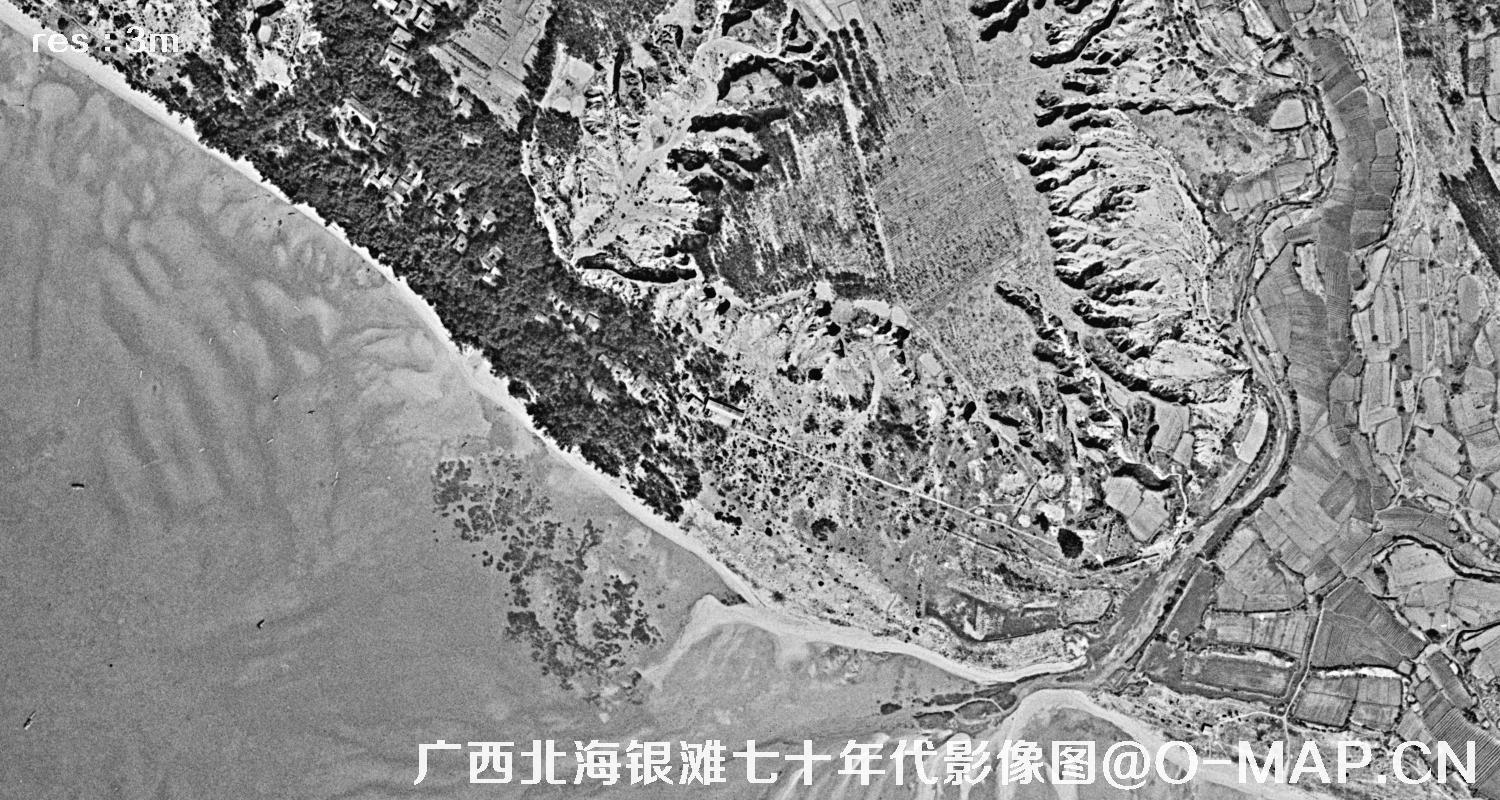 广西北海银滩七十年代高清历史卫星影像图