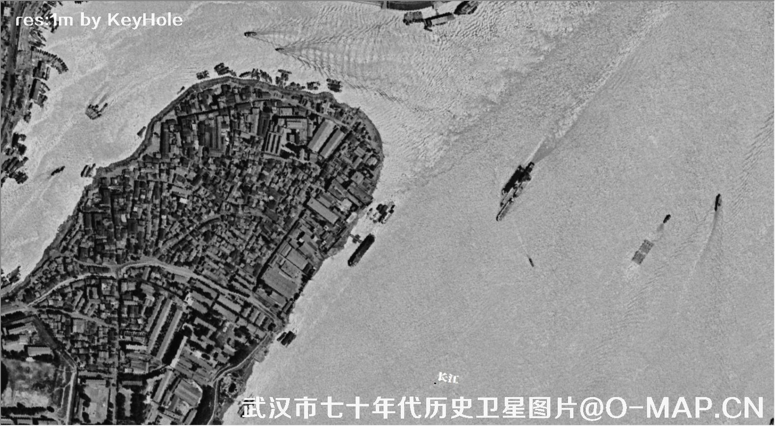 KeyHole锁眼卫星拍摄的武汉市七十年代历史卫星图