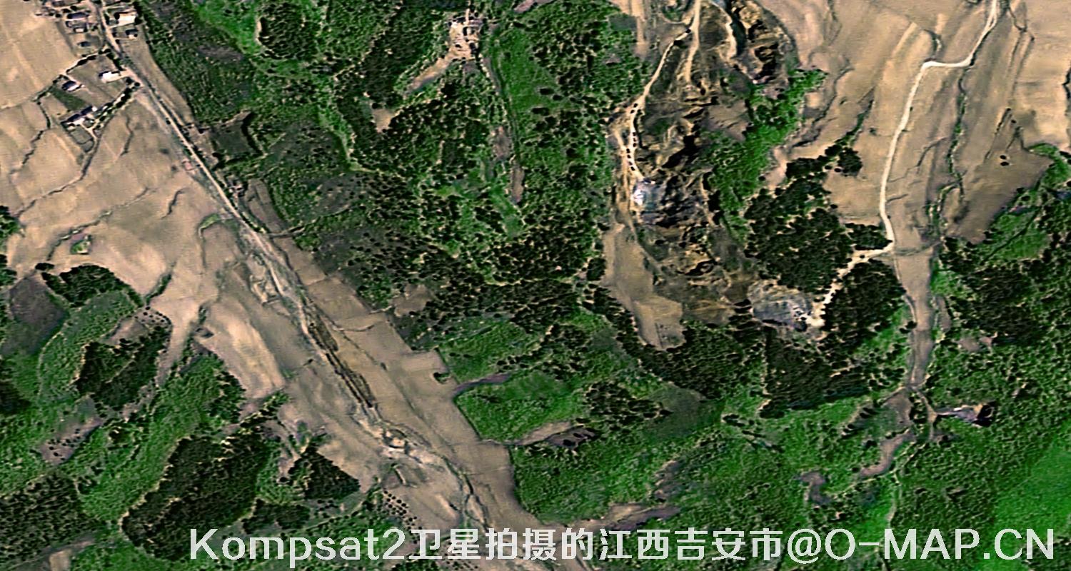 Kompsat2卫星2007年拍摄的江西省吉安市某煤矿卫星图