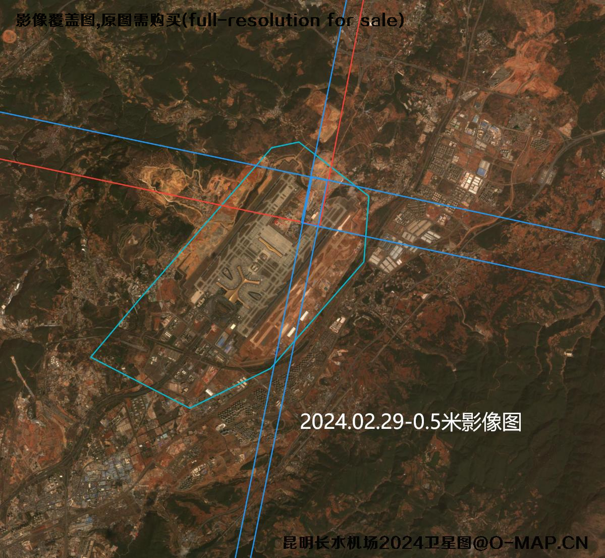 昆明长水机场2024年高分辨率卫星影像图查询结果