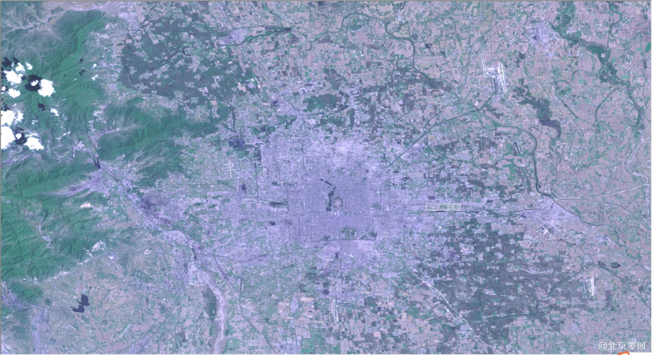 landsat卫星1989年拍摄的北京城卫星图