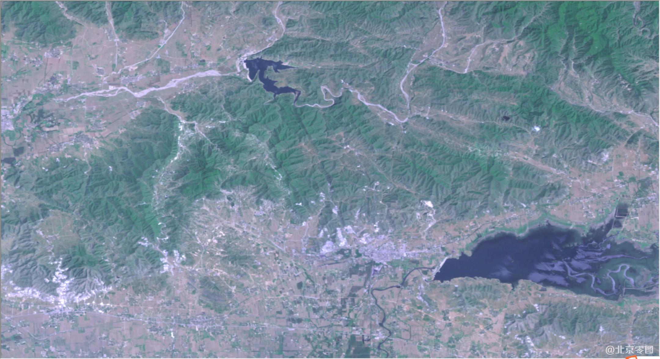 landsat卫星1989年拍摄的于桥水库卫星图