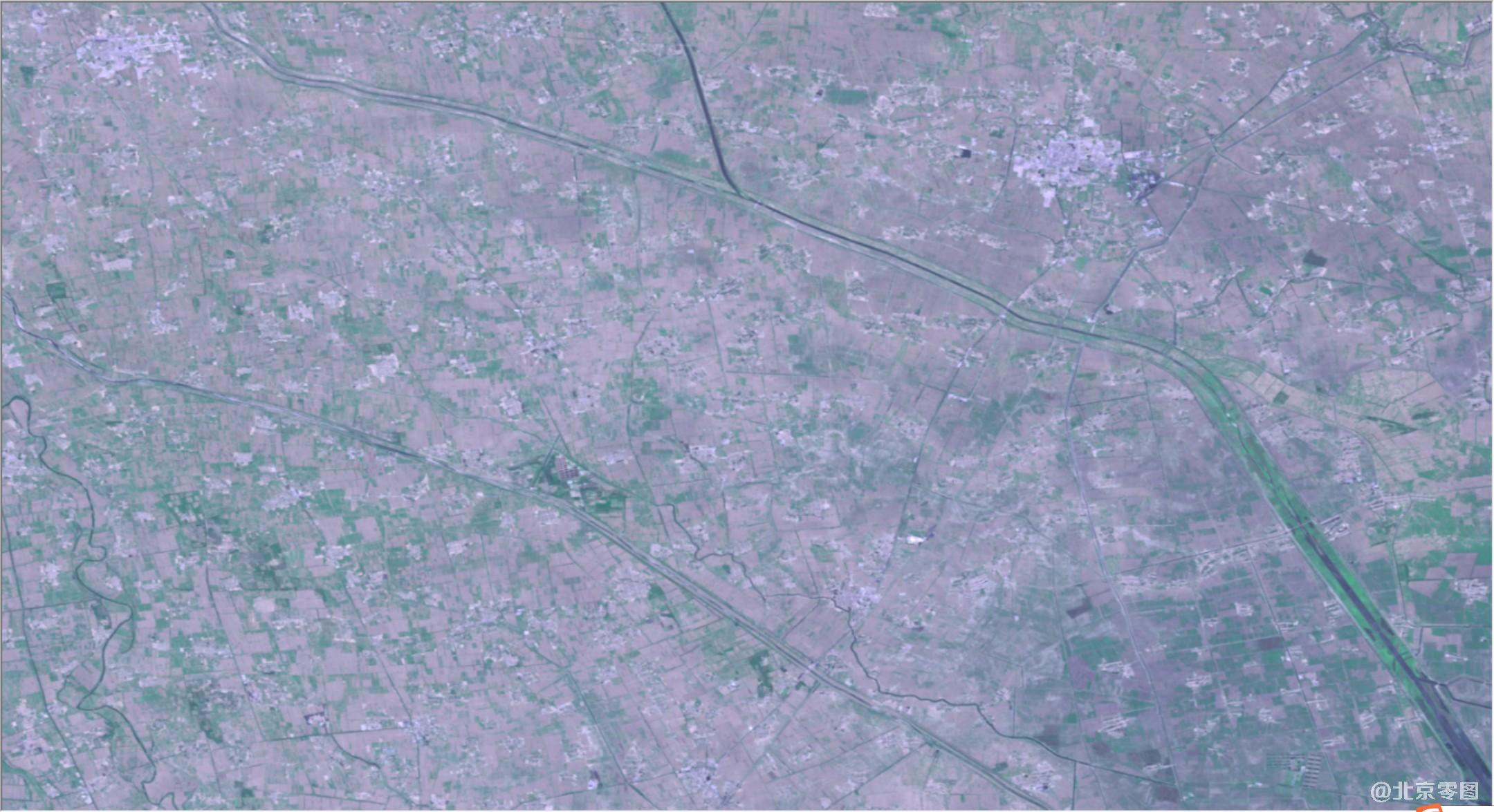 landsat卫星1989年拍摄的潮白河堤线卫星图