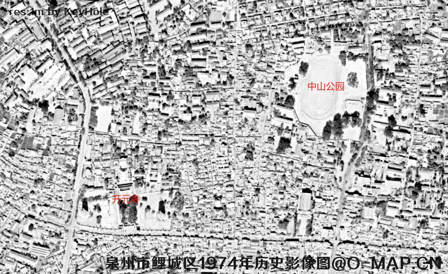 福建省泉州市鲤城区1974年锁眼卫星历史影像图