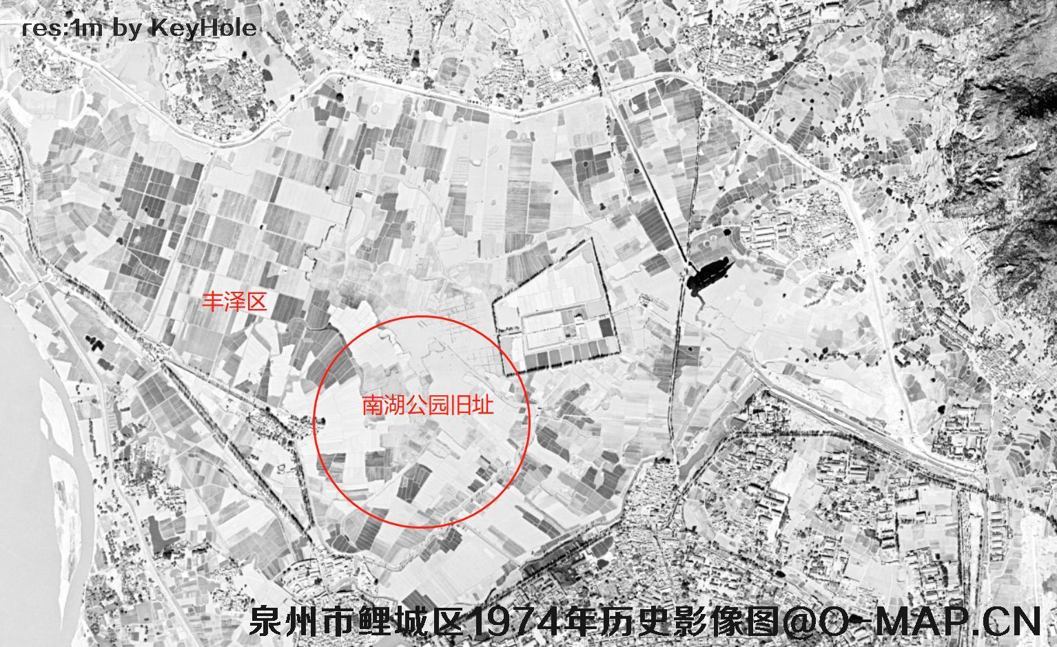 福建省泉州市鲤城区1974年锁眼卫星历史影像图