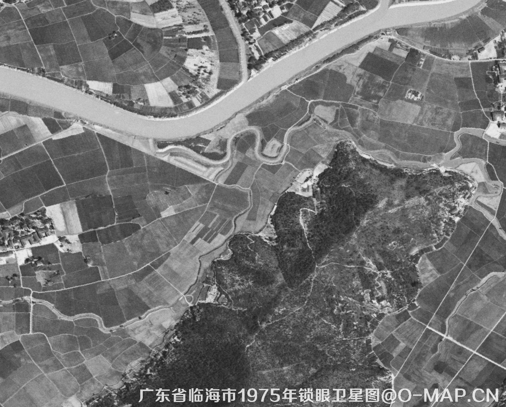 美国锁眼侦查卫星1975年拍摄的广东省临海市影像地图