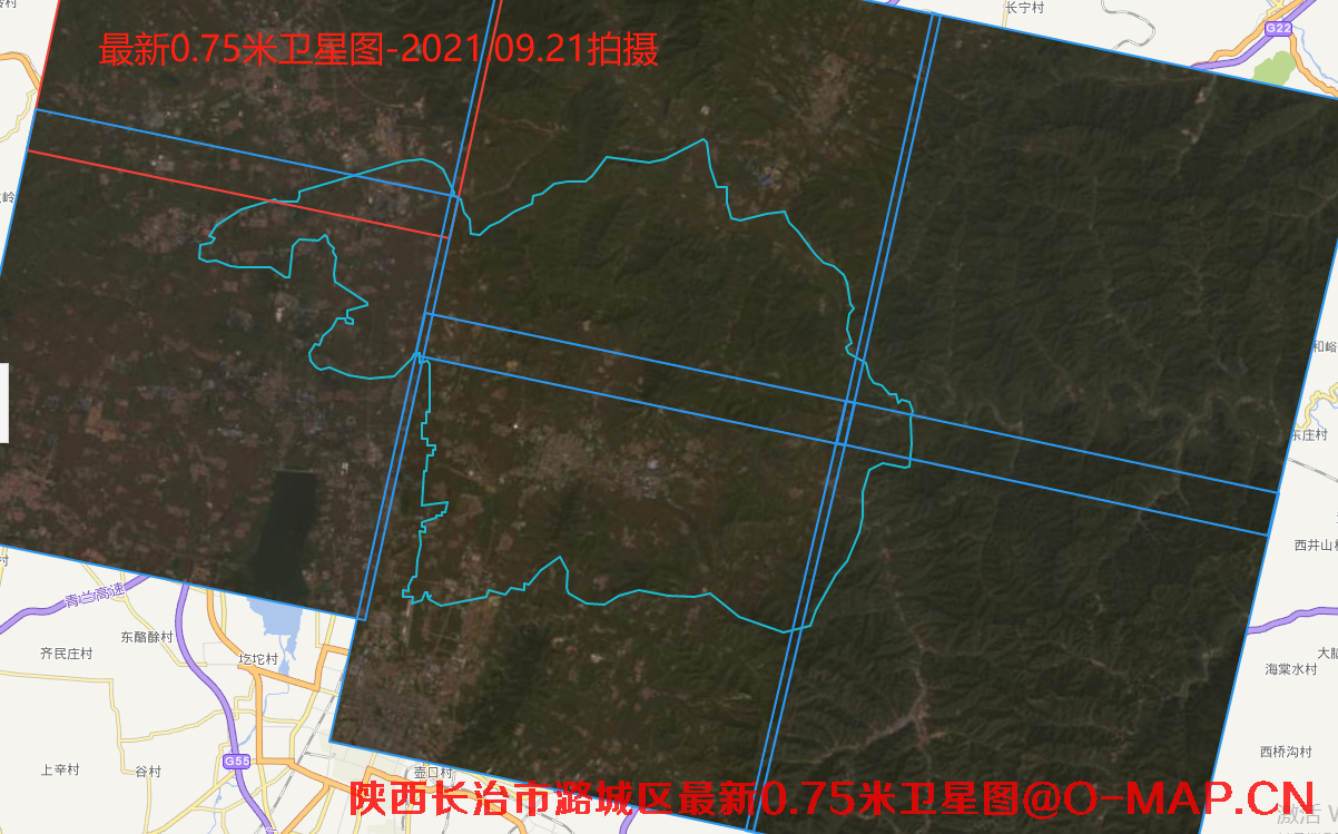 陕西省长治市潞城区2021年最新0.75米吉林一号卫星图