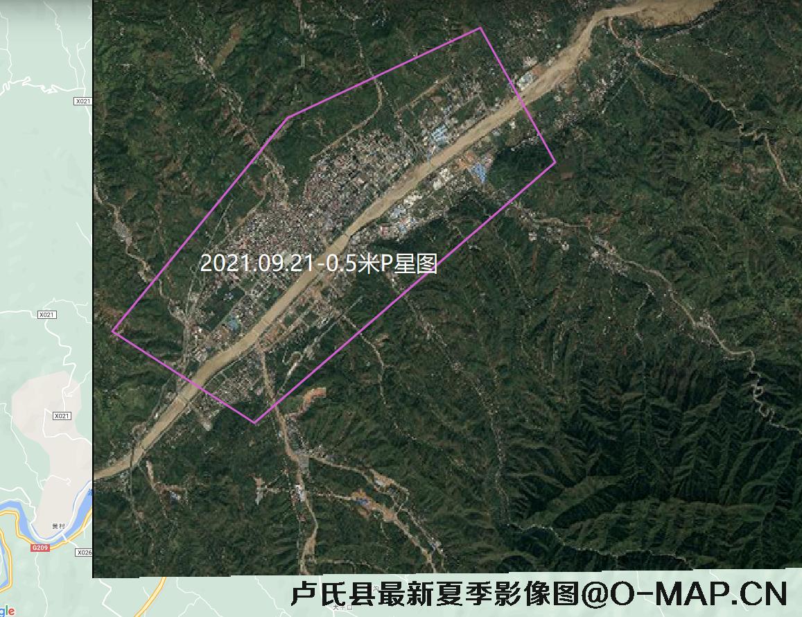 河南省卢氏县夏季卫星影像图