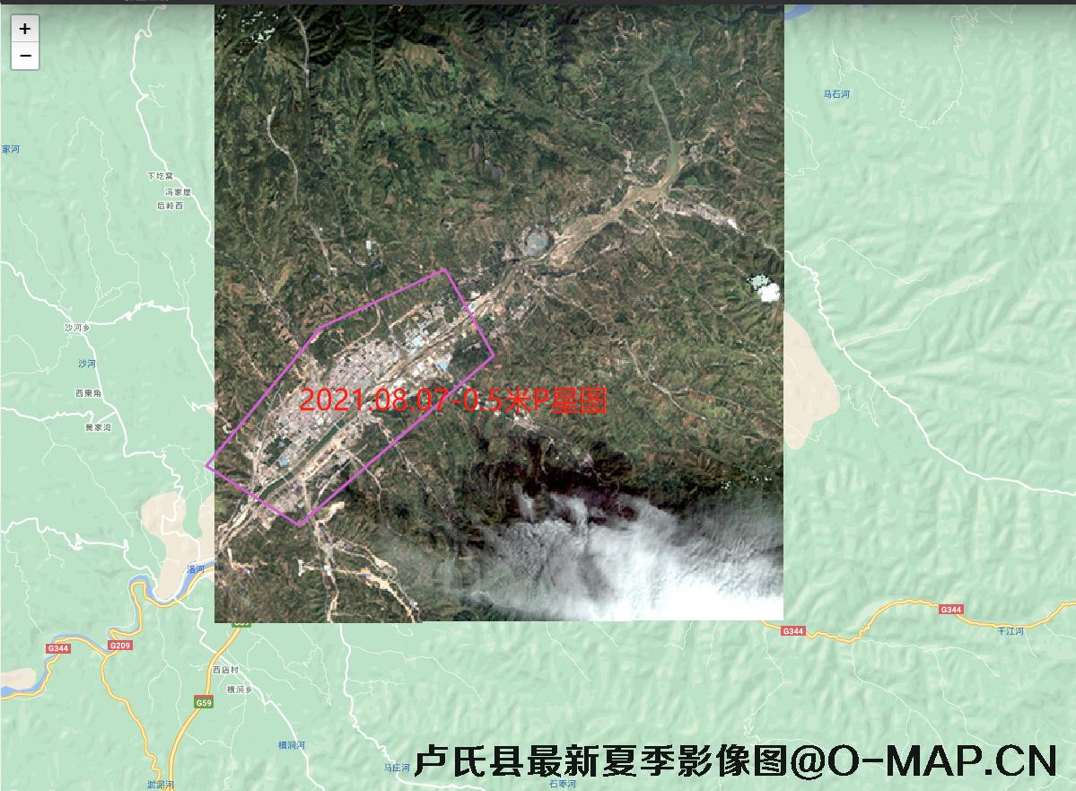 河南省卢氏县夏季卫星影像图