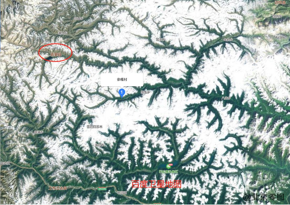 西藏那曲嘉黎县的依嘎冰川卫星图-百度卫星地图