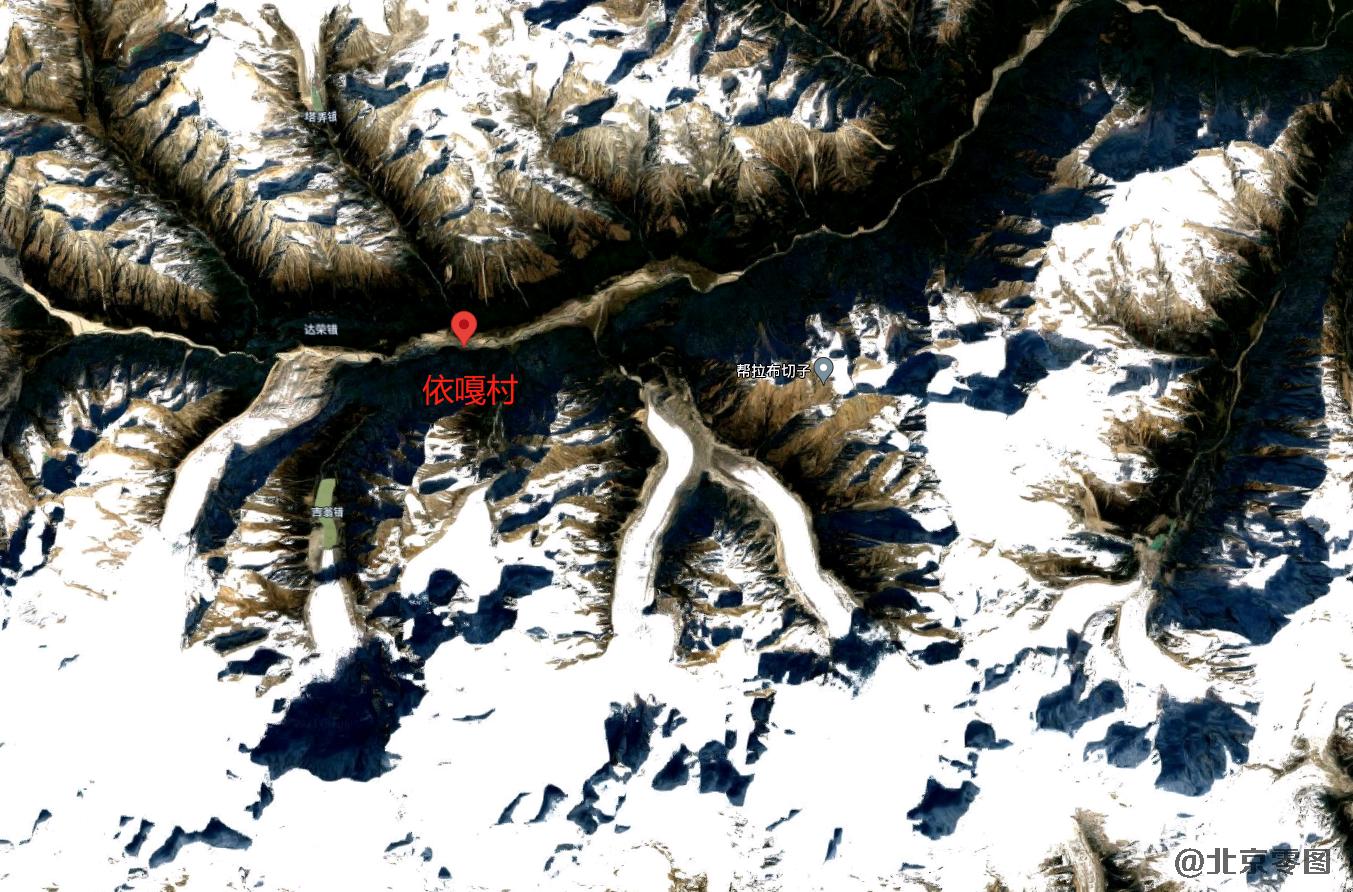 西藏那曲嘉黎县的依嘎冰川卫星图-谷歌卫星地图