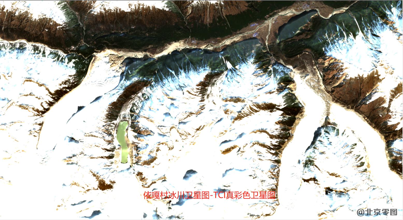 西藏那曲嘉黎县的依嘎冰川真彩色卫星图