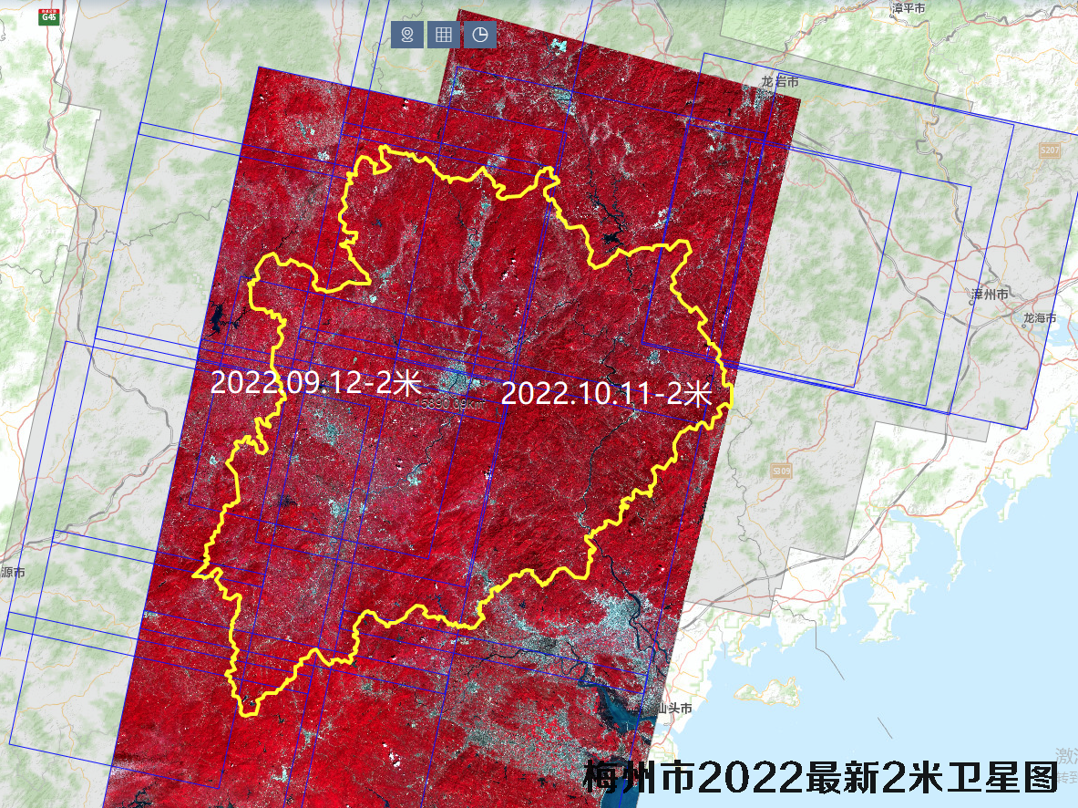 广东省梅州市2022年最新2米分辨率卫星影像覆盖图