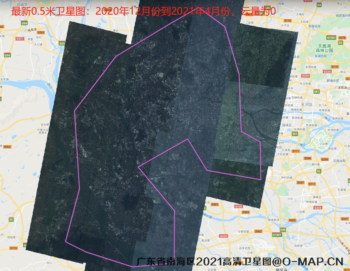 广东佛山南海区2021年0.5米分SuperView卫星影像图
