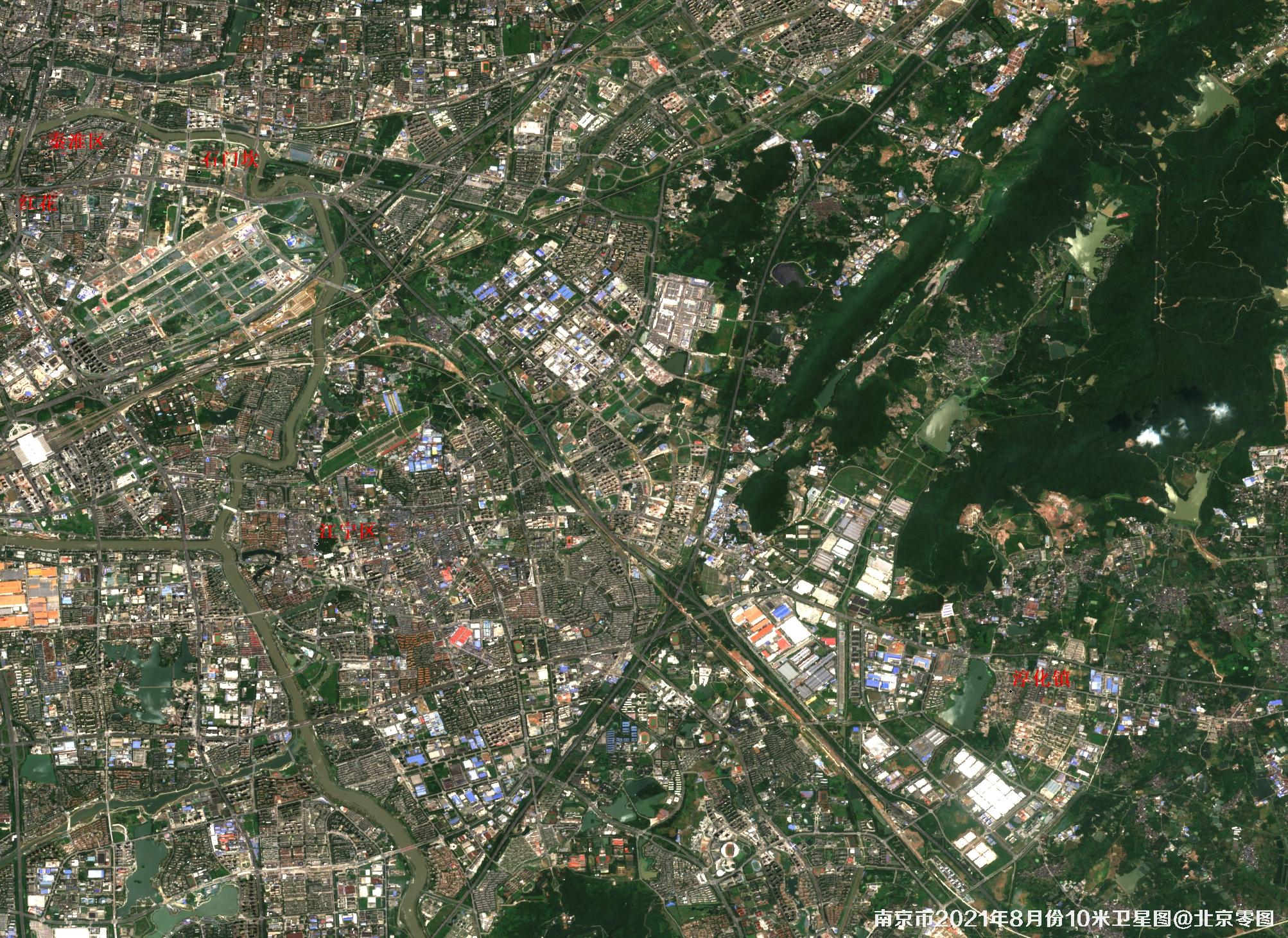 江苏省南京市2021年8月份最新卫星图