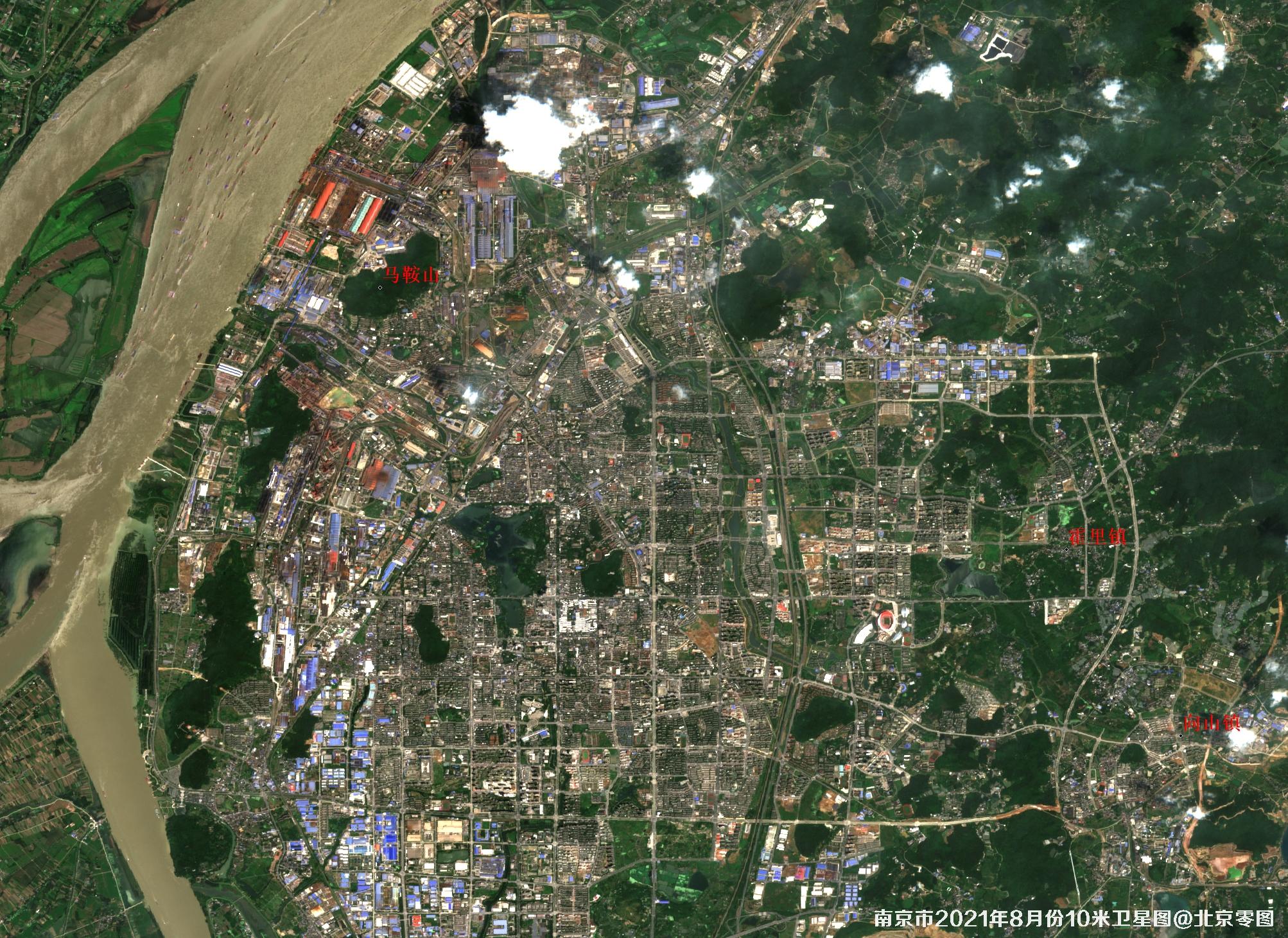 江苏省南京市2021年8月份最新卫星图
