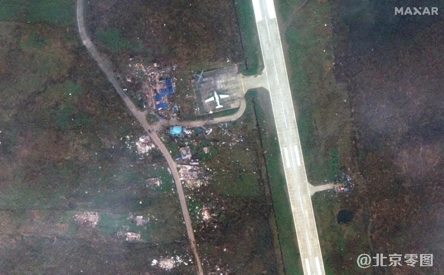 飓风lota登陆小岛后的机场卫星图