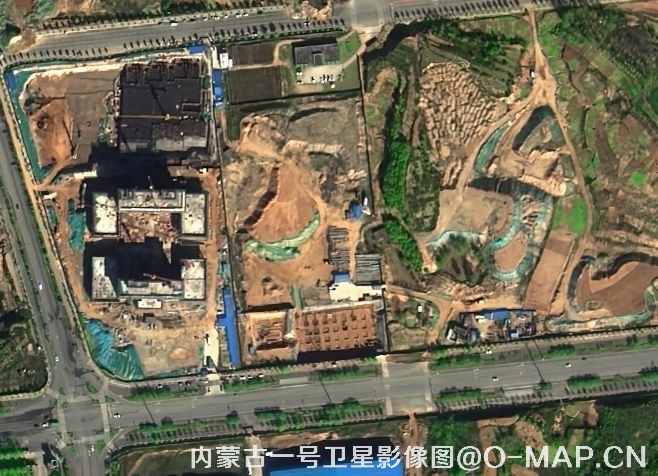 内蒙古一号卫星拍摄的0.5米施工楼盘影像图