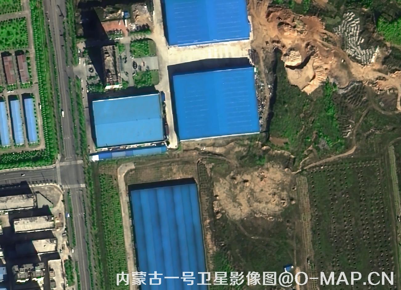 内蒙古一号卫星拍摄的0.5米工业厂房影像图