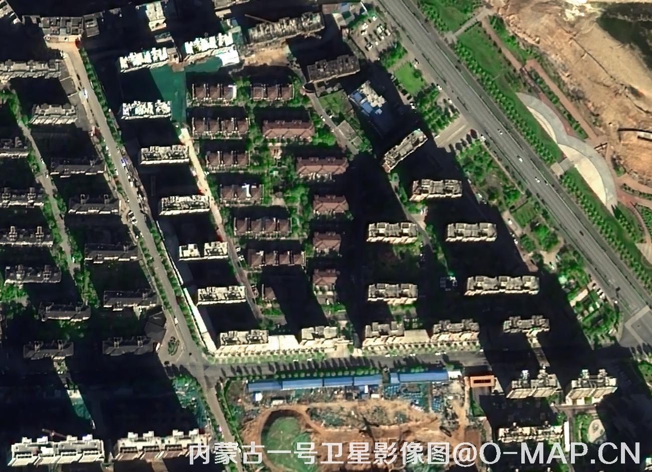 内蒙古一号卫星拍摄的0.5米小区高楼影像图
