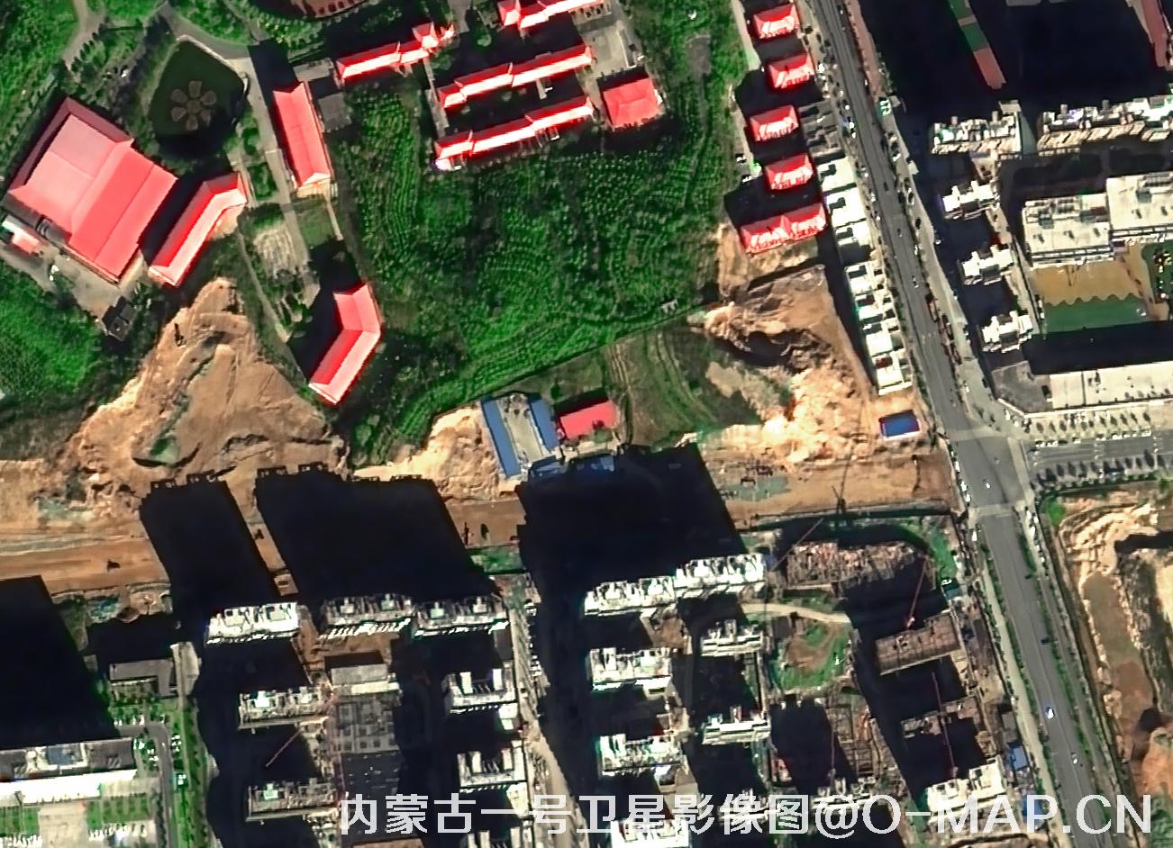 内蒙古一号卫星拍摄的0.5在建高楼米影像图