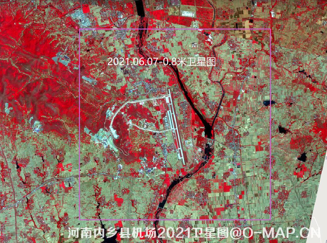 高分二号卫星拍摄的河南省南阳市内乡县机场2021年6月份0.8米卫星图