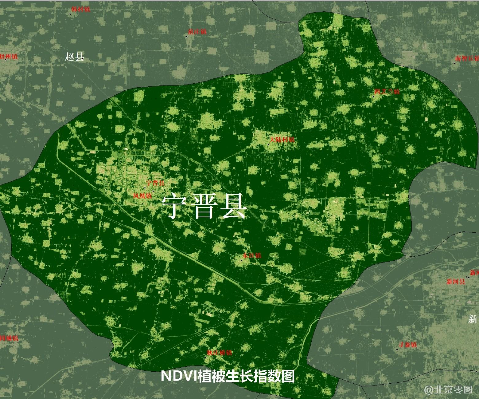 宁晋县2021年卫星图-NDVI植被指数图