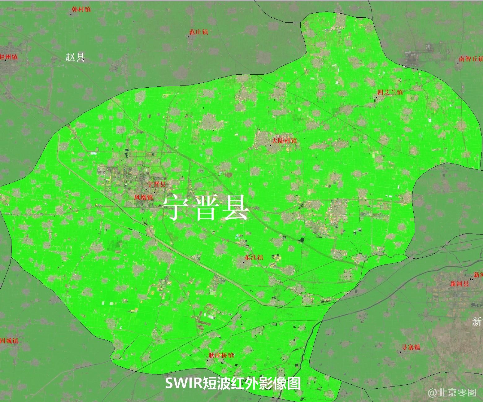 宁晋县2021年卫星图-SWIR短波红外影像图
