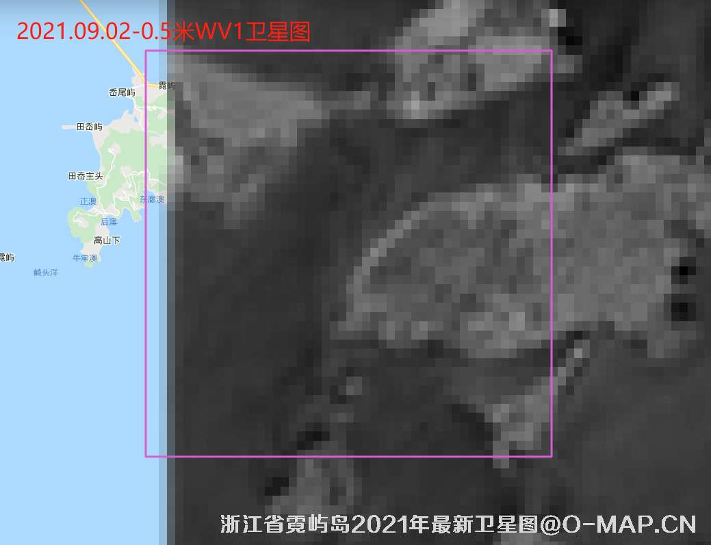 浙江省洞头区霓屿岛2021年最新0.5米WorldView1卫星影像图