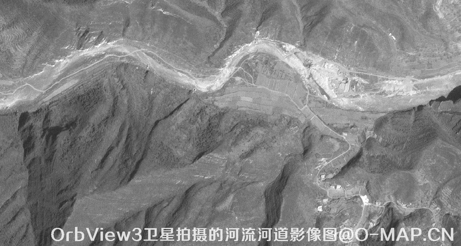 OrbView3卫星拍摄的河流河道影像图