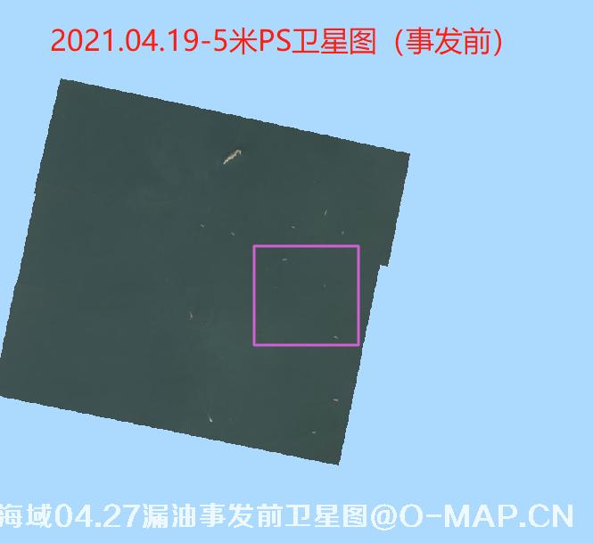 青岛海域4月27日漏油事件前后卫星图