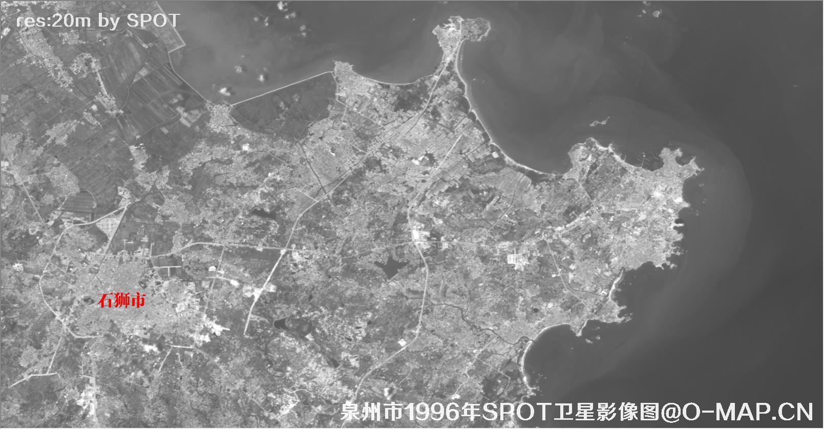 福建省石狮市1996年SPOT卫星历史影像图