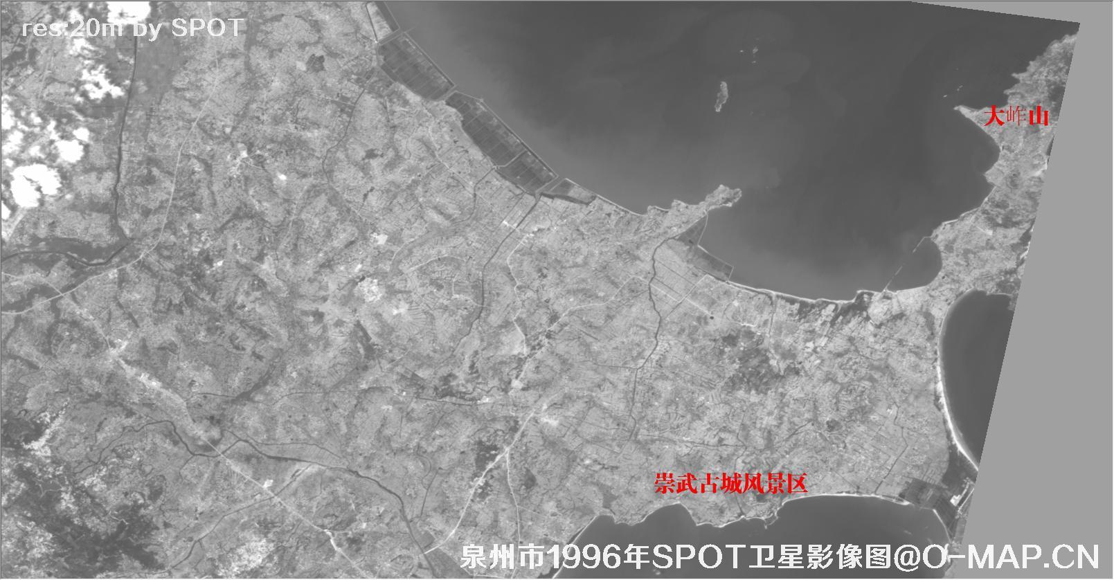 福建省泉州市1996年SPOT卫星历史影像图