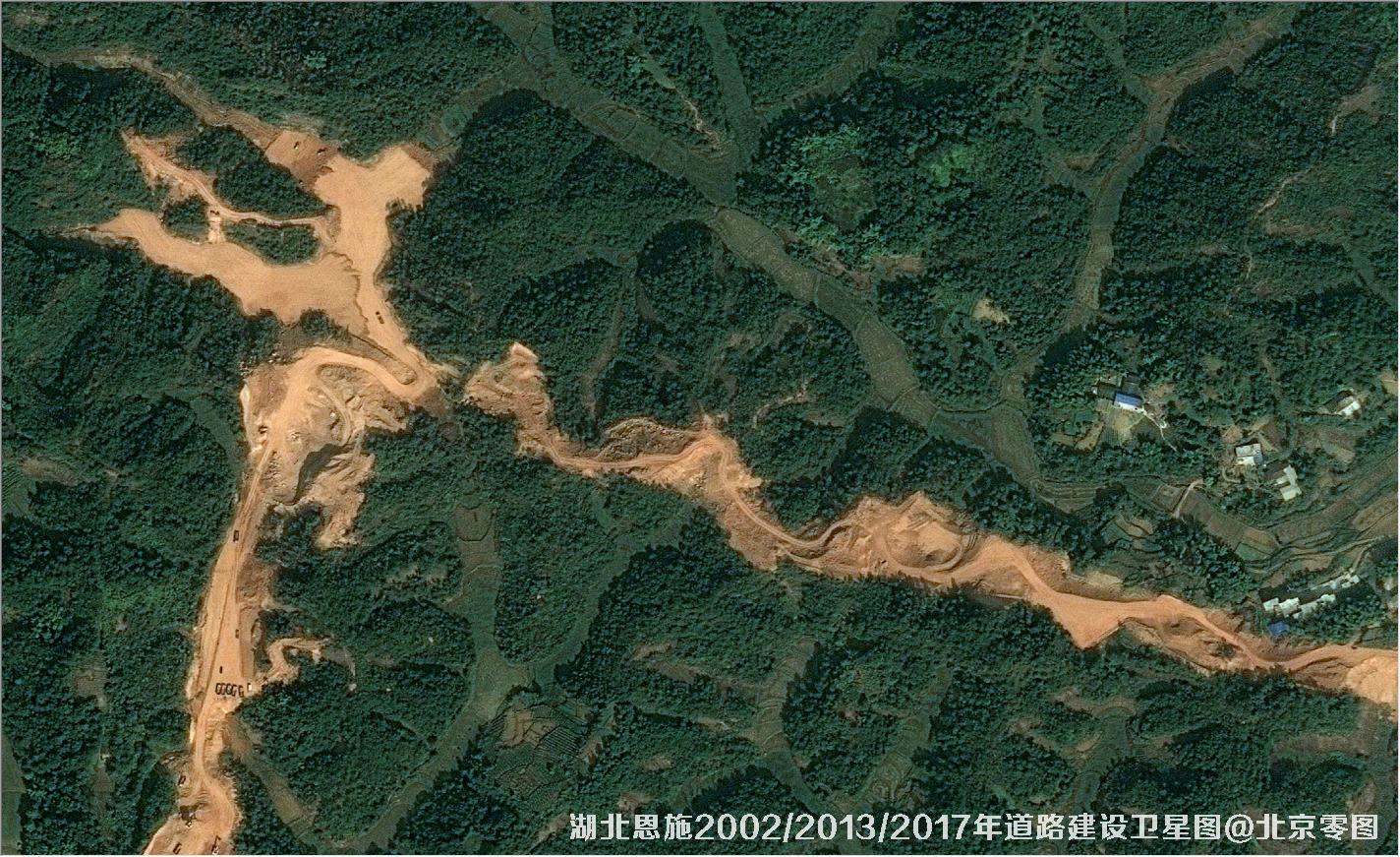 点击查看大图 湖北恩施道路建设变化卫星图