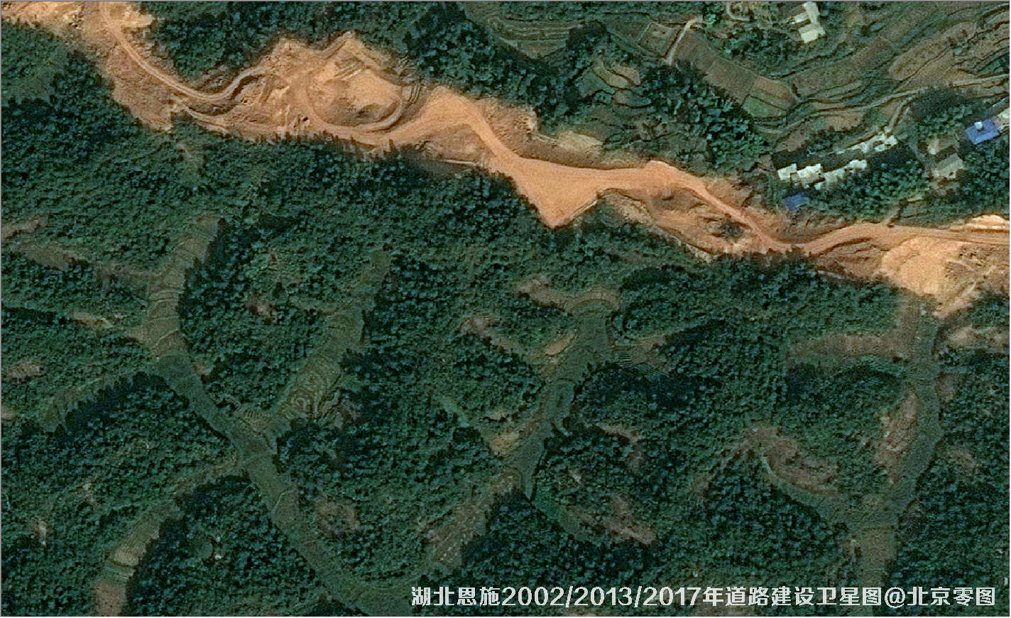 点击查看大图 湖北恩施道路建设变化卫星图