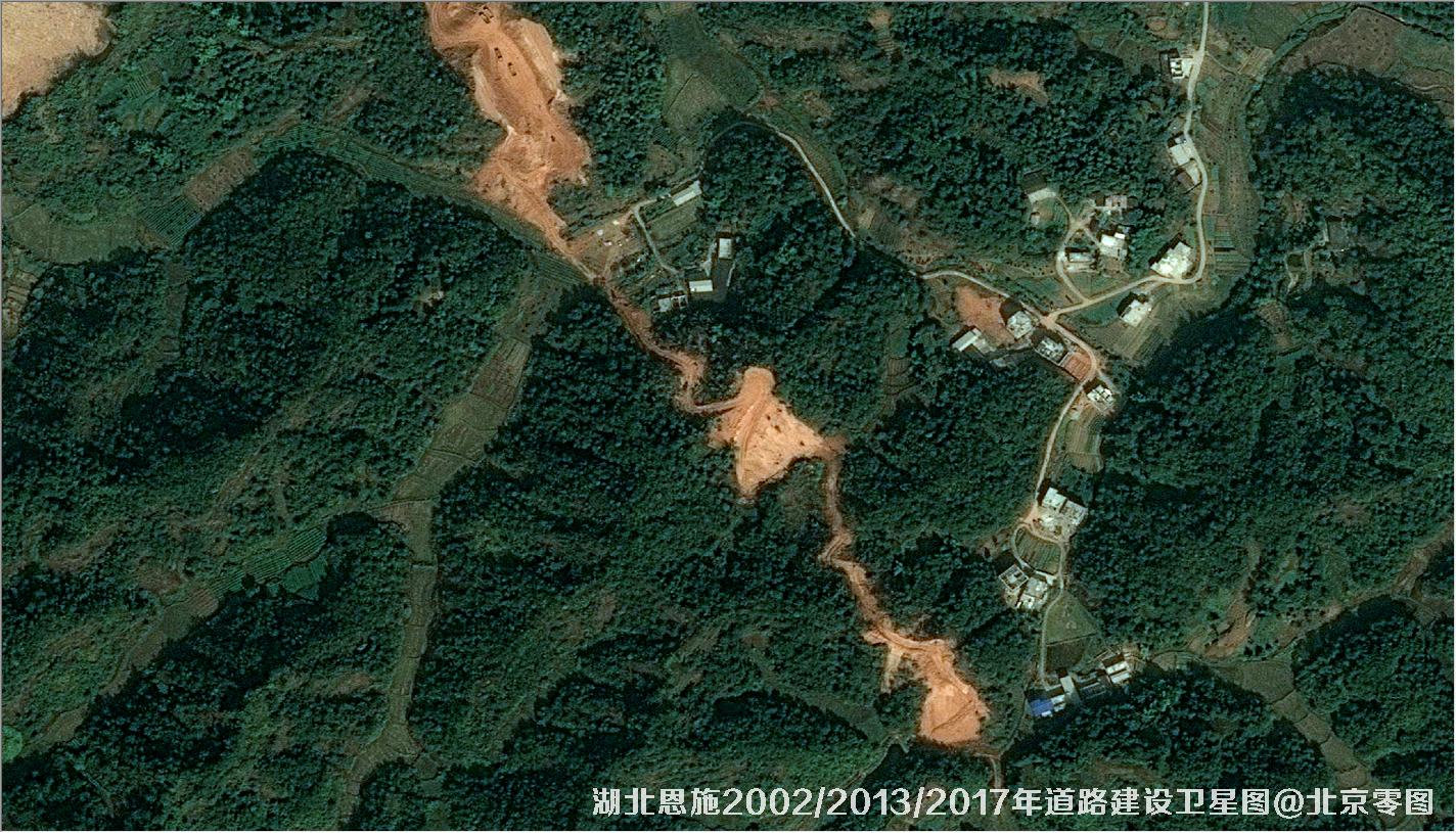 点击查看大图 湖北恩施道路建设变化卫星图
