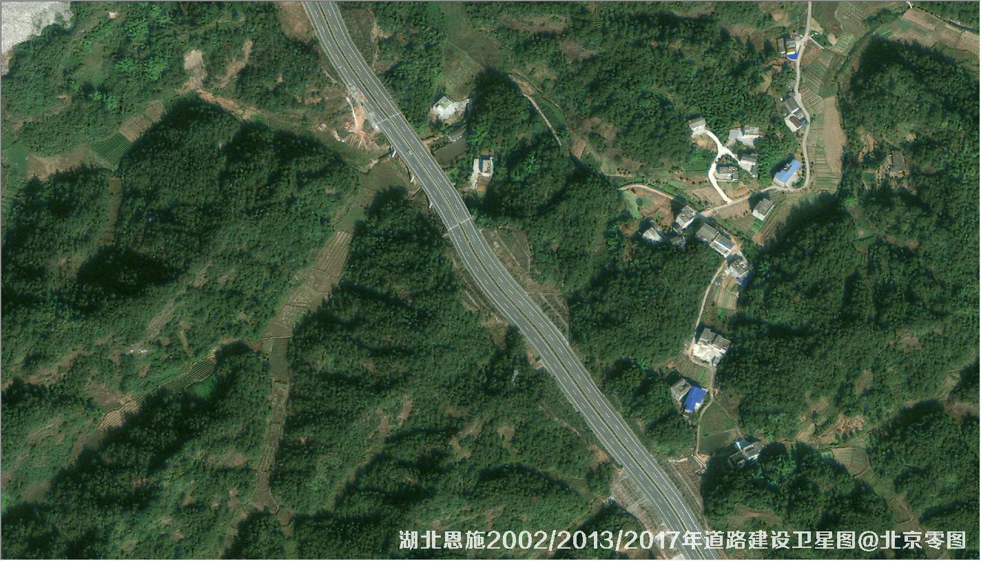 点击查看大图 湖北恩施道路建设变化卫星图