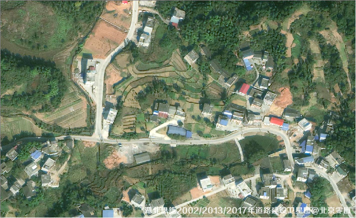 点击查看大图 湖北恩施道路建设变化卫星图
