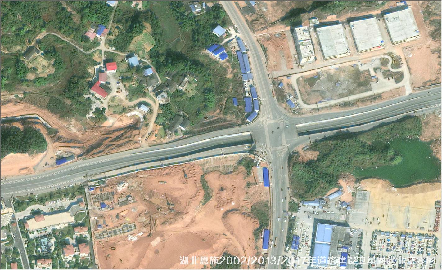点击查看大图 湖北恩施道路建设变化卫星图