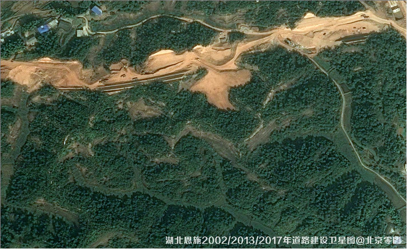 点击查看大图 湖北恩施道路建设变化卫星图