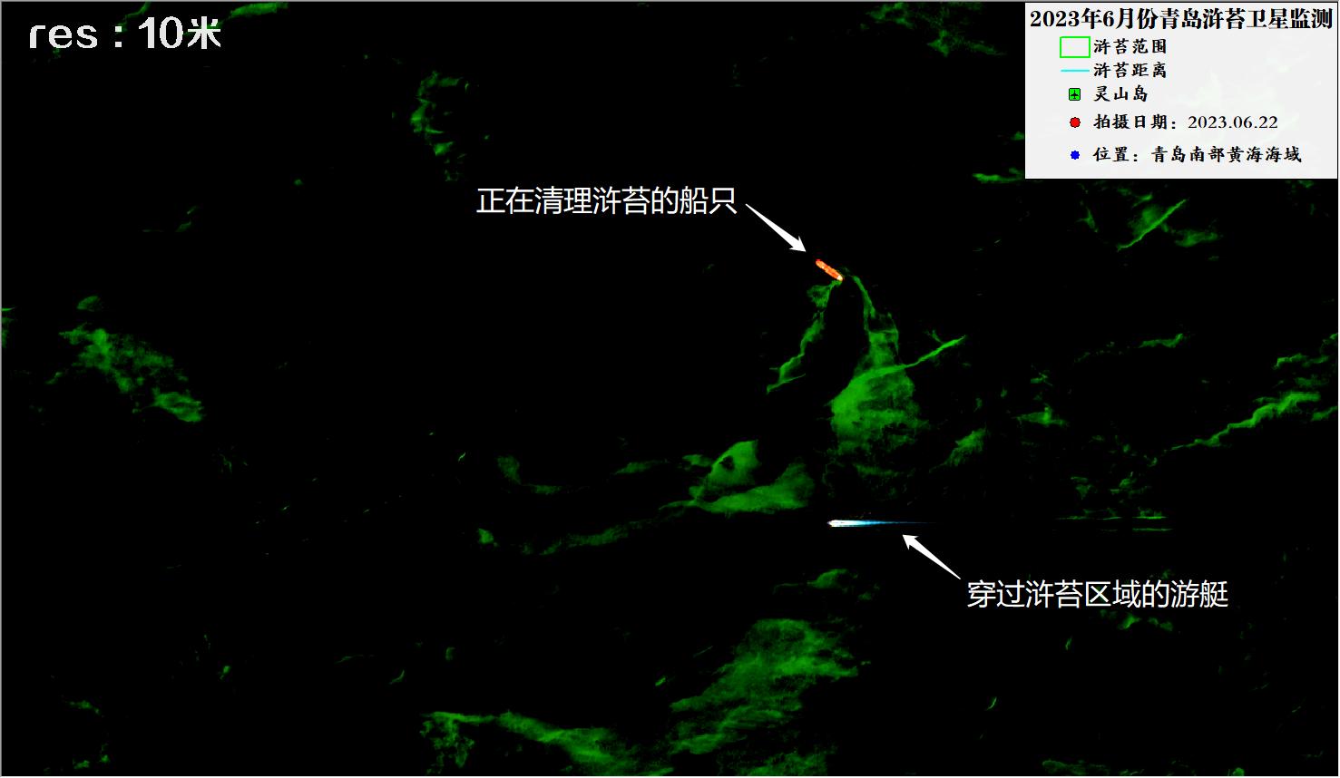 2023年6月22日青岛浒苔10米哨兵卫星影像图片