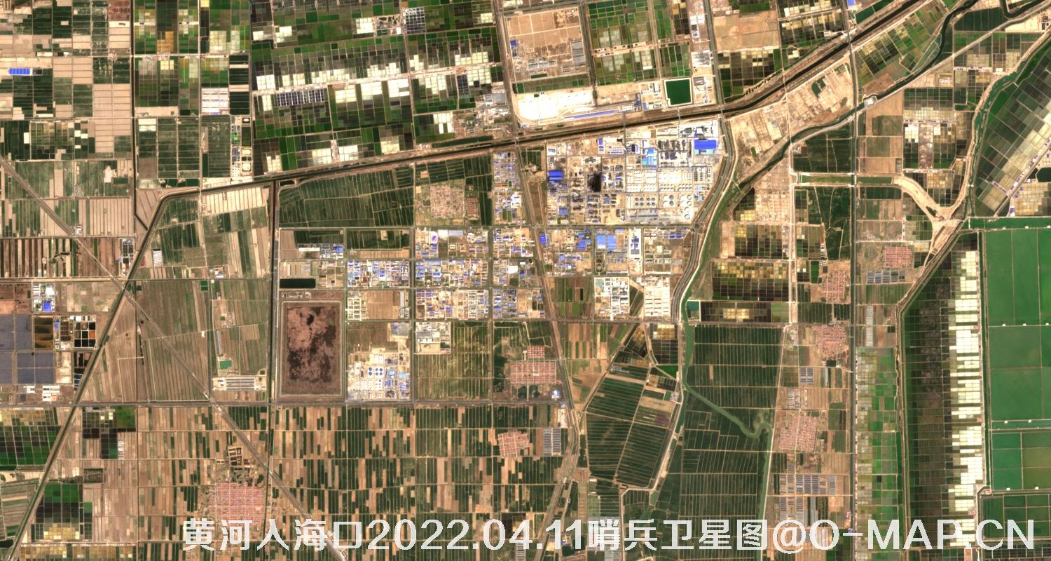 黄河入海口-山东省东营周边2022.04.11哨兵卫星图像