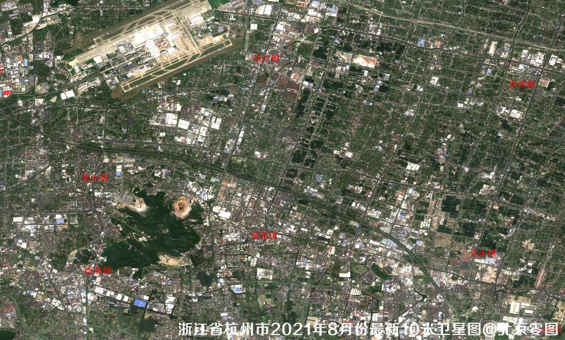 浙江省杭州市2021年8月份最新10米卫星图