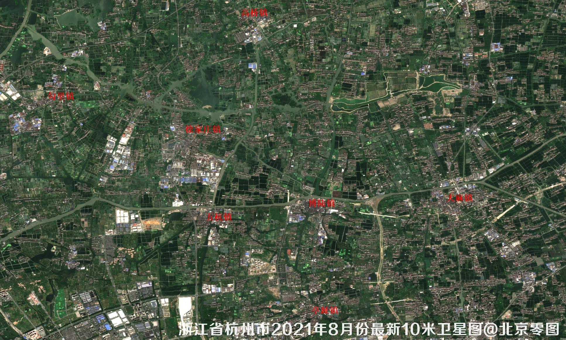 浙江省杭州市2021年8月份最新10米卫星图